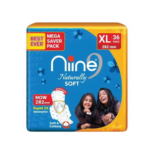 Niine Naturally Soft Sanitary Pads (Xl) - 36 Pcs