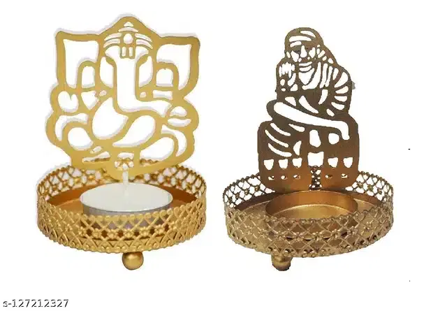 Tealight Candle Holder, Pack of 2, Gold