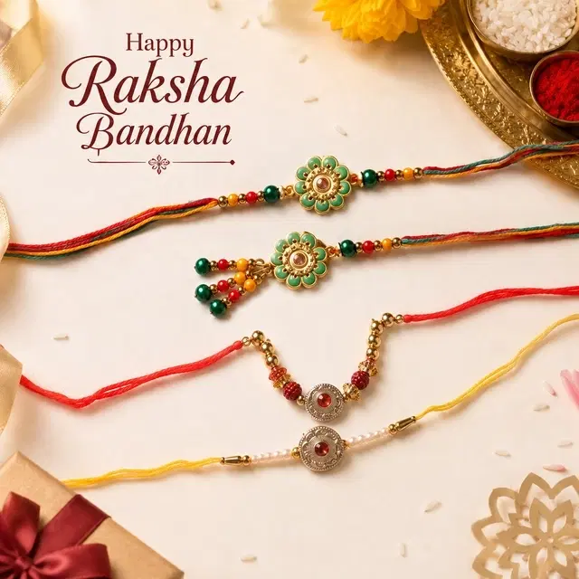 Bhaiya Bhabhi Rakhi Combo Pack, Pack of 4