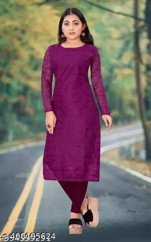 Net Kurti for Women,  Purple  (XXL)