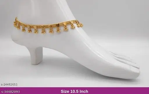 Chain Anklet for Women (Gold, Free Size)