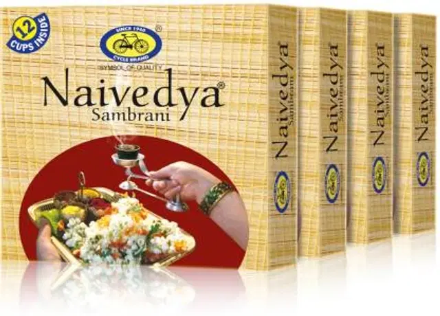 Cycle Naivedya Cup Sambrani for Daily Puja with Benzoin Fragrance, 12, Set of 4