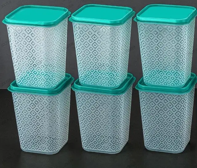 Plastic Air Tight Containers Set, Green, Pack of 6 (1100 ml Each)