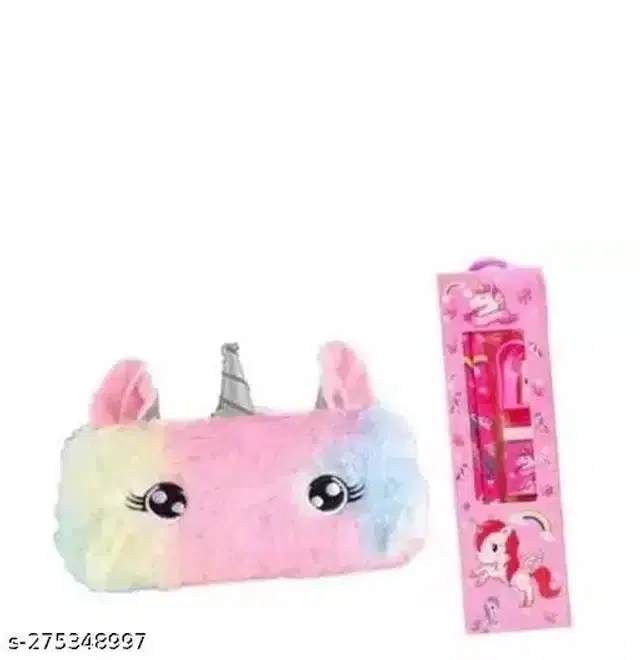 Unicorn Pouch with 5 in 1 Stationery Kit for Kids, Multicolor, Set of 2