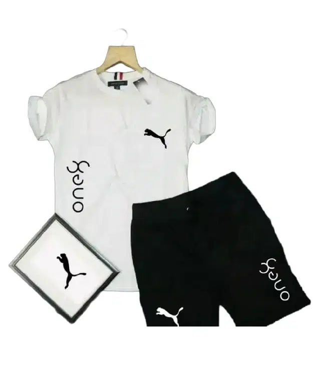 Lycra Printed Tracksuit for Men (Black & White, XL)