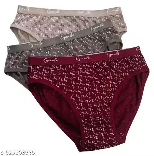 Printed Cotton Blend Briefs for Women, Multicolour, Pack of 2 (S)