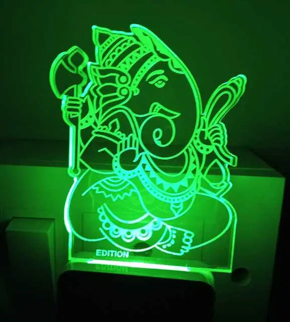 Unicept Lord Ganesha 3D Illusion Designe Extremely 7 Color Changing Night Lamp, Multicolor, NE-23