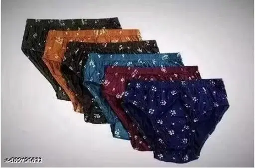 Floral Mid Rise Briefs for Women, Pack of 6 (Blue, S)