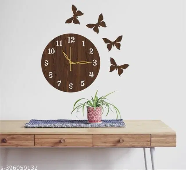 Wooden Wall Clock for Home, Brown