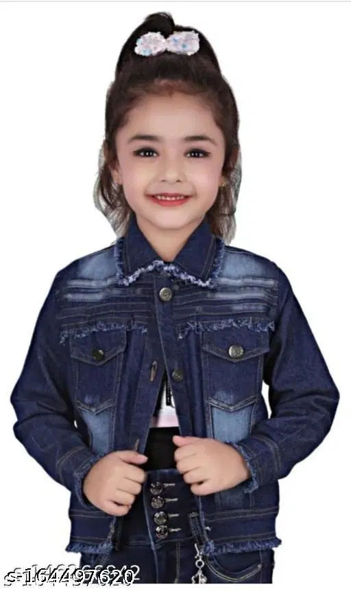 Denim Jacket for Girls (Blue, 5-6 Years)