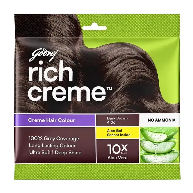 Godrej Expert Rich Crème Hair Colour For Women & Men – (Dark Brown Shade) (4.06) 20 g + 20 ml)