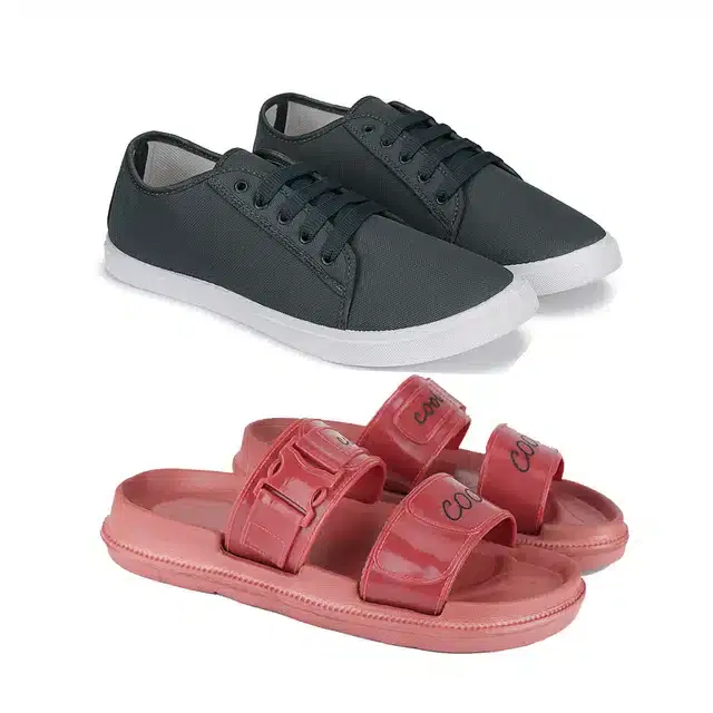 Combo of Casual Shoes & Sliders for Women, Pack of 2 (Multicolor, 7)