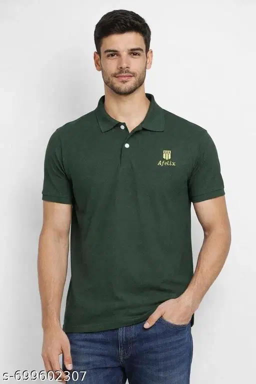 Cotton Blend Printed T-shirt For Men, Green (L)