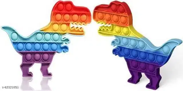 Silicone Pop It Fidget Stress Relief Toy, Multicolor, Pack of 2