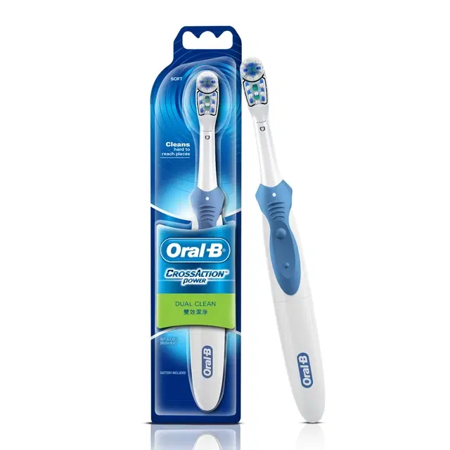 Oral B Cross Action Aa Battery Electric Toothbrush For Adults, 90 Day Battery, Soft Crisscross Bristles (Blue, 1 Pc)