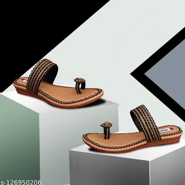 Flats for Women (Black & Beige, 7)