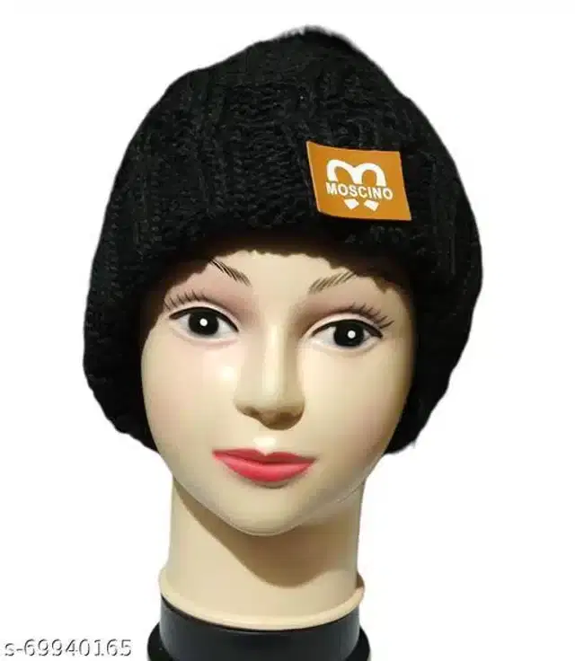 Woolen Cap for Women (Black)