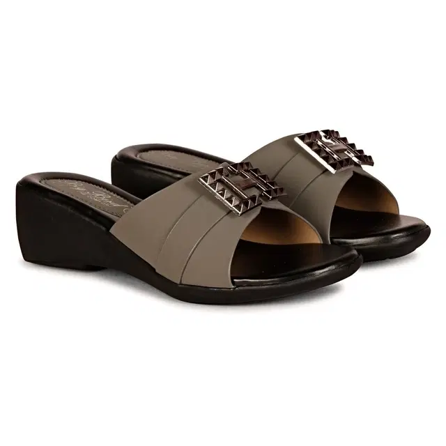 Zakozee Platform Heels for Women, Black & Grey (6)