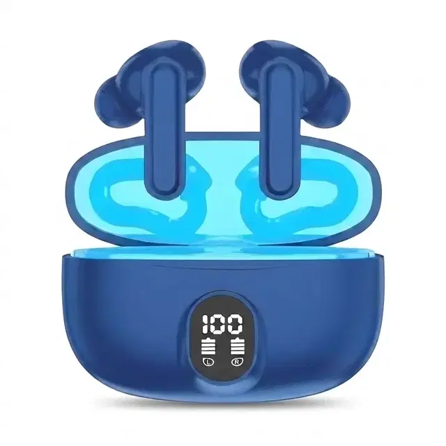 PODS TWS Earbuds with Battery Display (Black/Blue)