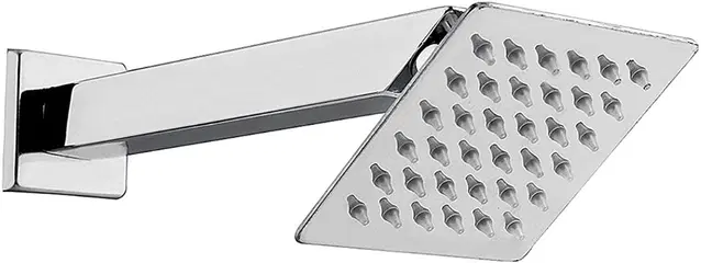 Stainless Steel Shower Head, 4x4 inches with 9" Arm Complete Shower Set, Silver, Set of 1