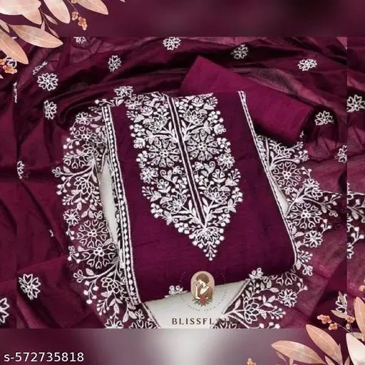Cotton Punjabi/All Over Suits Semi-Stitched Suits for Women (Purple, Un Stitched)