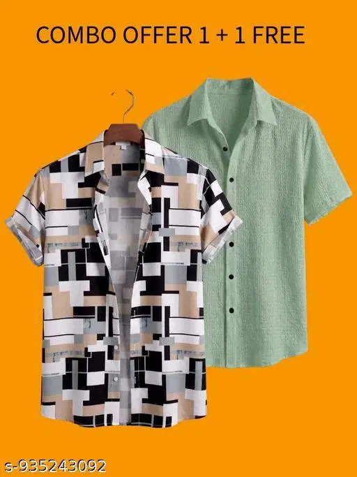 Casual Shirts for Men, Pack of 2 (Multicolor, XL)