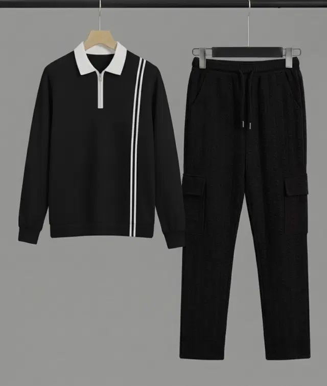 Solid Night Suit For Men  Black , (M)