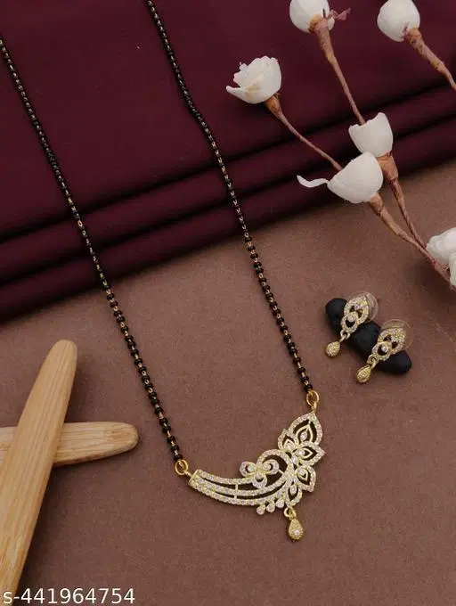 Traditional American Diamond Mangalsutra Set For Women