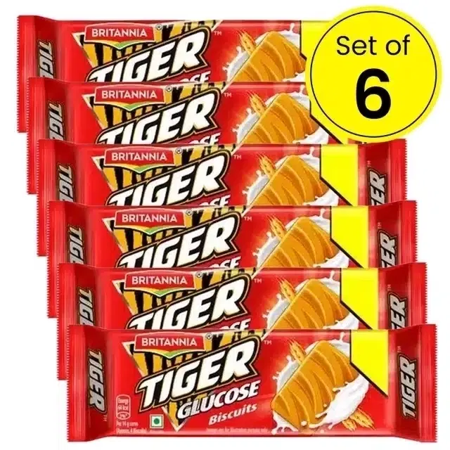 Britannia Tiger Glucose Biscuits, 6X82 g (Pack Of 6)