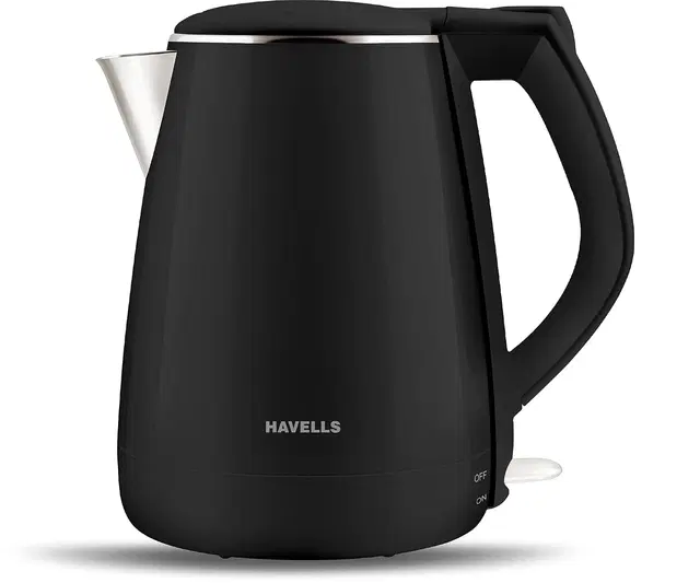 Havells Aqua Plus Electric Kettle 1.2 L, 1250 Watt | 304 Stainless Steel Inner Body | Cool Touch Body | Auto Shut-Off |Wider Mouth|2 Years Door Step Warranty By Havells (Black)