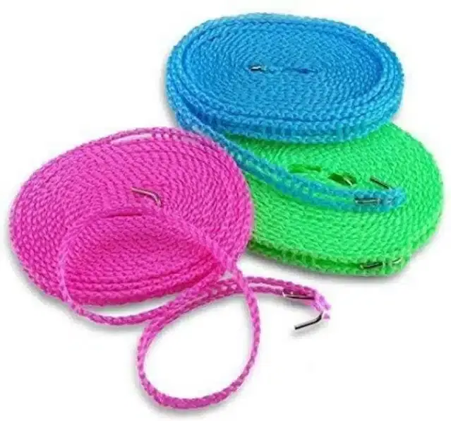 Nylon Cloth Drying Rope, Multicolor, 5 m, Pack of 3