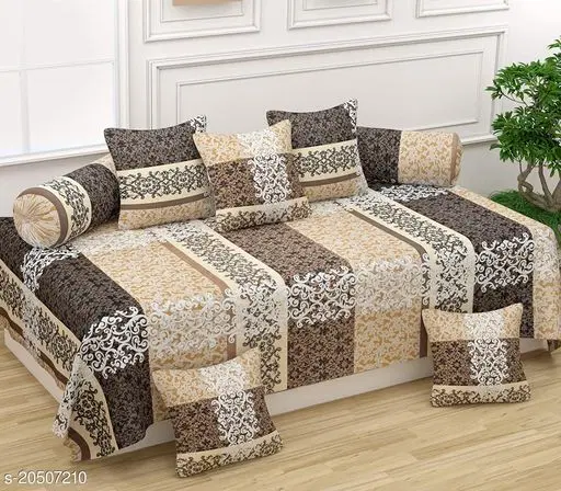 Swadeshi Style 1 Single Bed Sheet With 5 Cushion Covers And 2 Bolster Covers), Multicolor, 150 cm X 230 cm, DD-74
