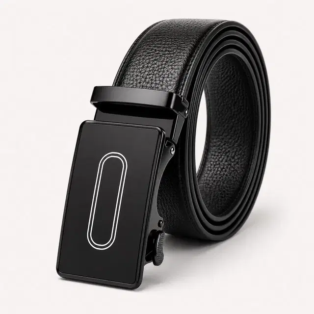 PU Solid Belt for Men, Black