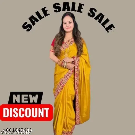 Chiffon Embellished Saree For Women, Yellow