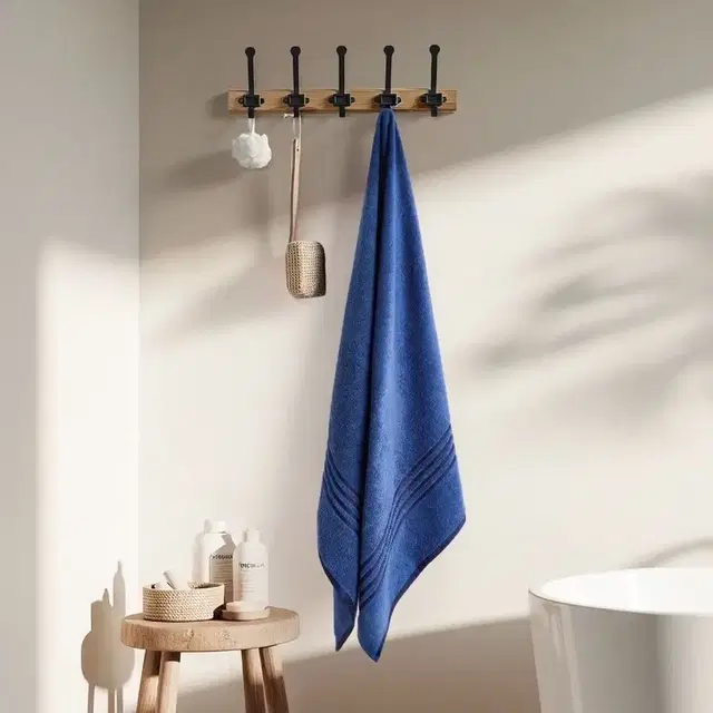 Rivermoor 100% Cotton Bath Towel Oxford Pack Of 1 Blue 70 X 140 Cm