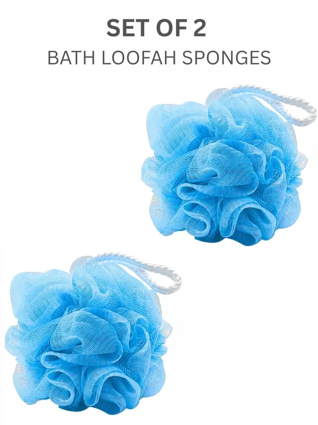 Basicare Luxe White Loofah Sponge Body Scrubber Gentle Exfoliating Sponge Pack of 2