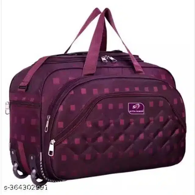 Polyester Strolley Duffel Bag, Purple, 61 L