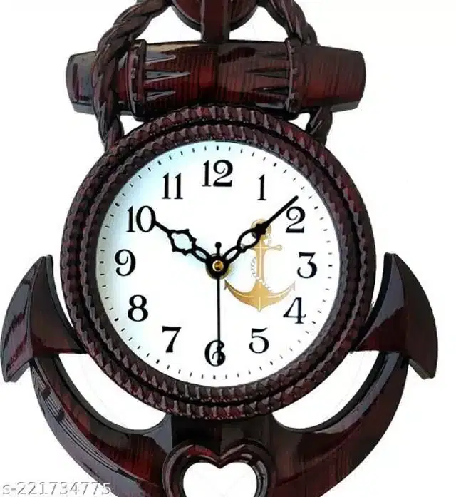 Analog Wall Clock, Brown, 31x24 cm