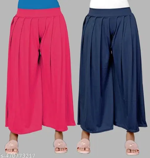 Palazzos for Women, Pack of 2 (Pink, S)