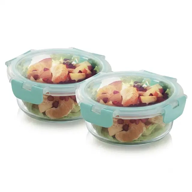 Magnus Glass Food Round Container 620ML | Pack of 2