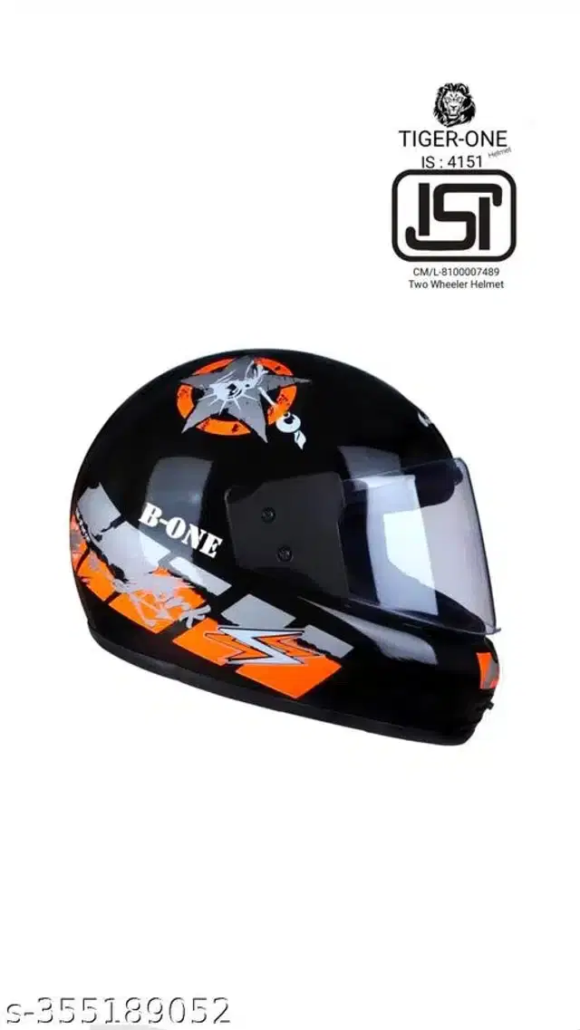 Full Face Helmet for Men & Women, Black & Orange