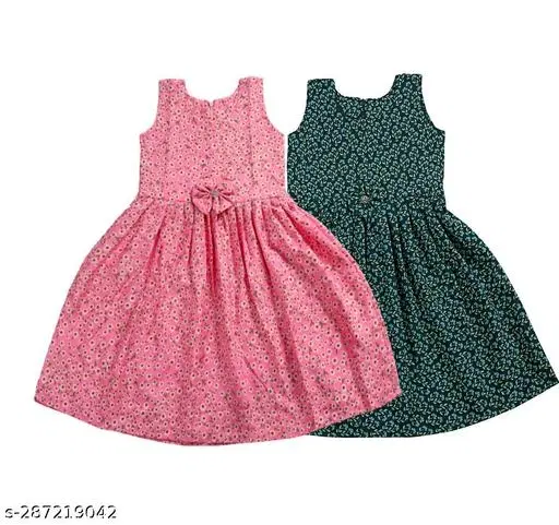 Pack Of 2 Frocks & Dresses for Girls (Pink, 7-8 Years)