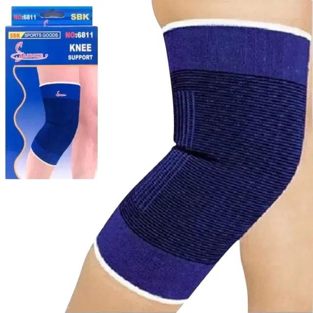 Polyester Solid Knee Sleeves for Women, Blue, Set of 1