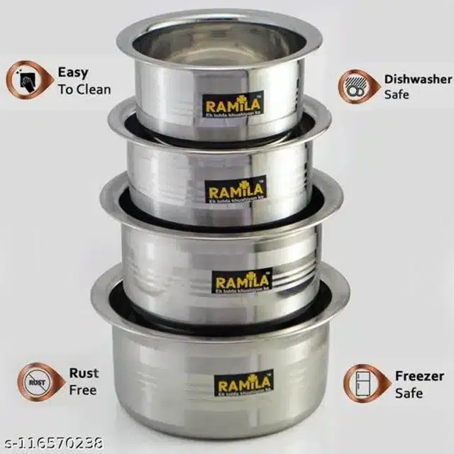 Stainless Steel Handi Set, Silver, Set of 4