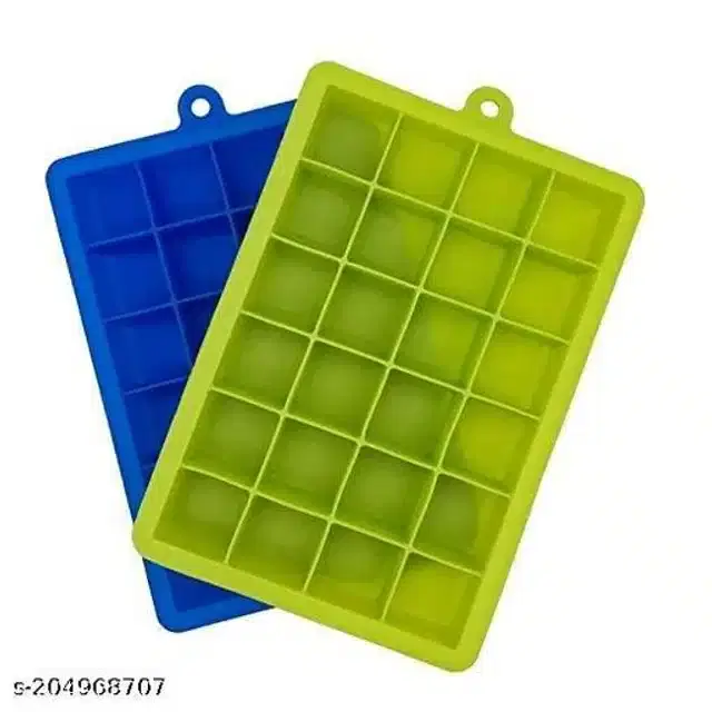 Silicone Ice Cube Tray, Multicolor, Pack of 2