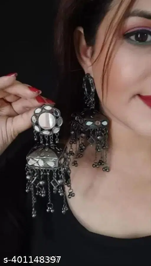 Latest Black Metal Big Oxidised Jhumka