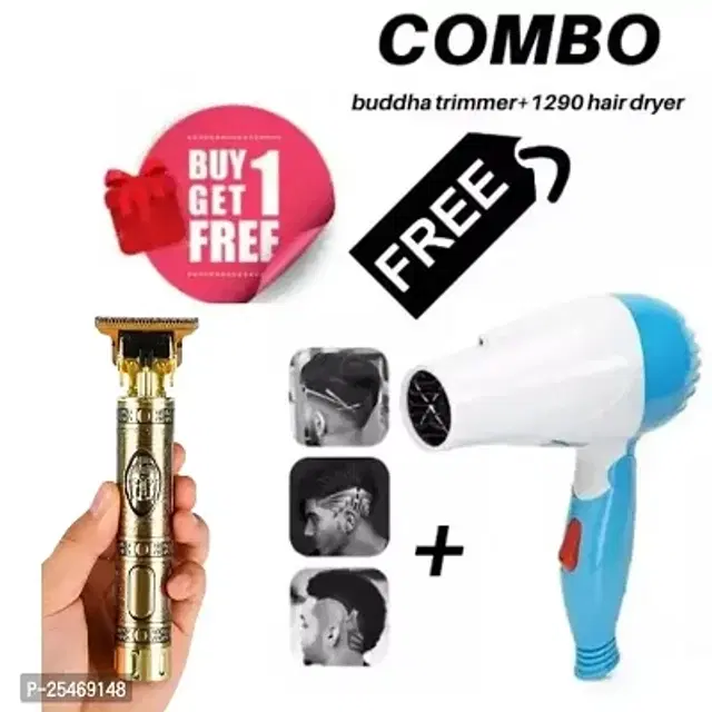 Foldable Hair Dryer with Hair Trimmer for Men, Multicolor, Set of 2