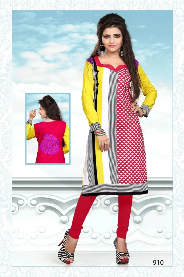 Cotton Printed Unstitched Kurti Fabric for Women (Multicolor, 2.25 m)