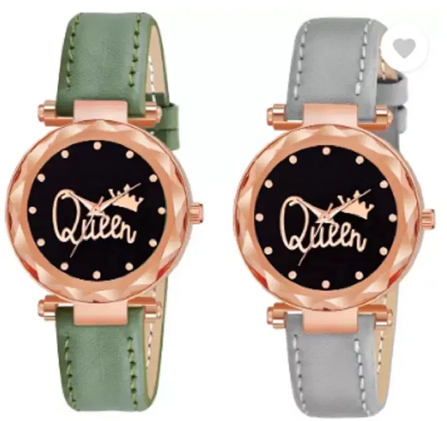 Analog Watch for Women & Girls, Pack of 2 (Multicolor)