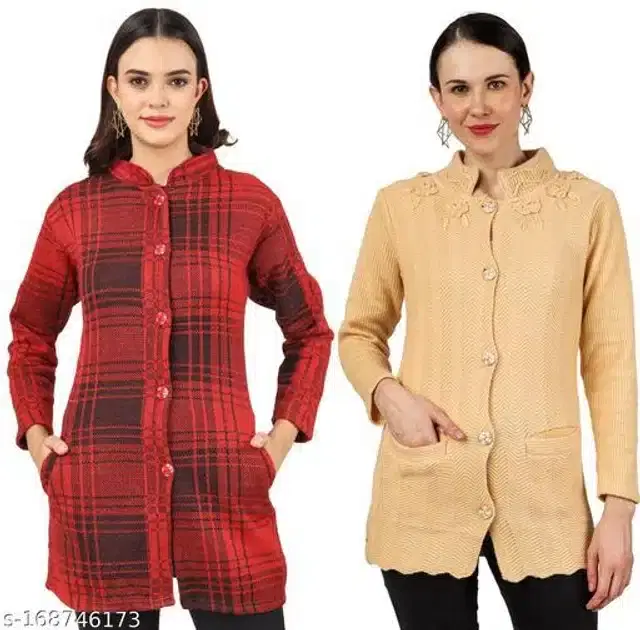 Woolen Sweater for Women, Pack of 2 (Multicolor, M)